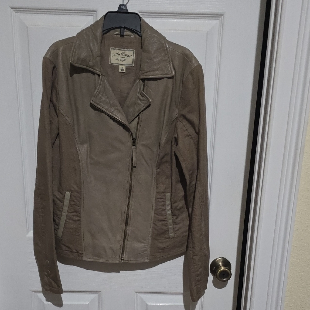 Lucky‎ Brand Women's Taupe Leather Jacket
